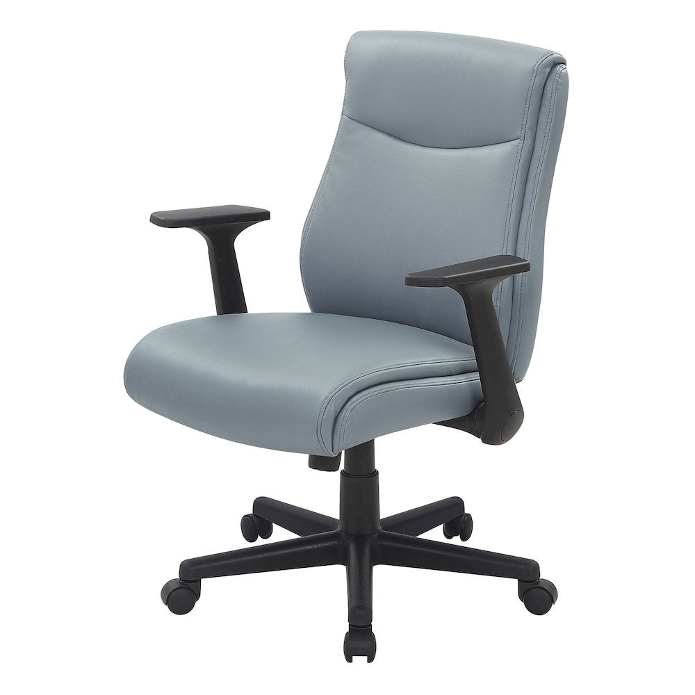 Mid-Back Managers Chair with Flip Up Arms in Charcoal Grey Faux Leather