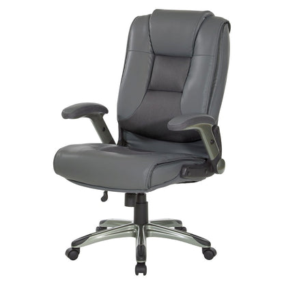 Exec Bonded Lthr Office Chair, Charcoal Grey / Titanium
