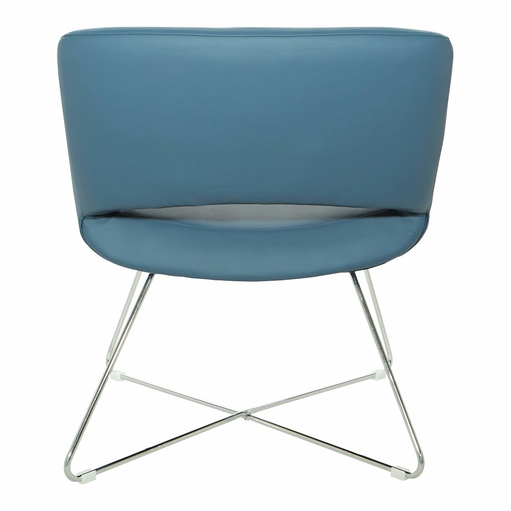 Lounge Chair in Blue Faux Leather with Chrome Base, LRL-R105