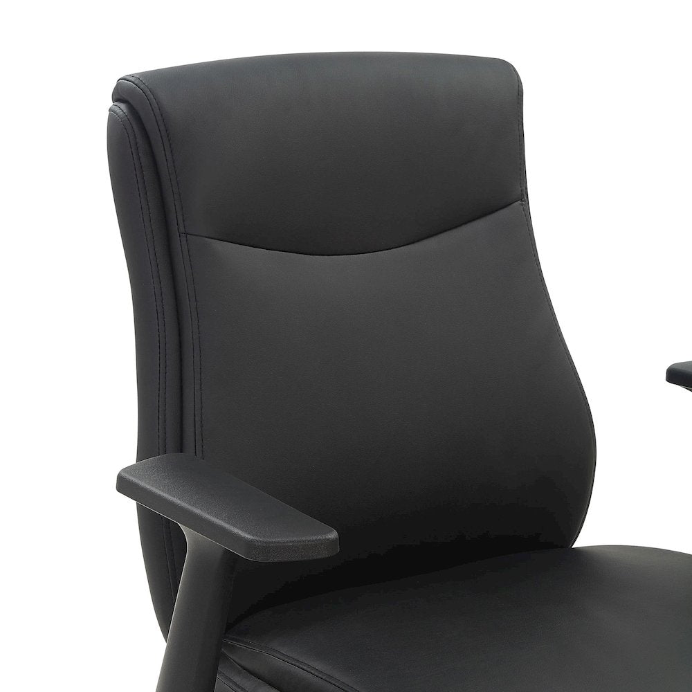 Mid-Back Managers Chair with Flip Up Arms in Black Faux Leather