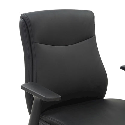 Mid-Back Managers Chair with Flip Up Arms in Black Faux Leather