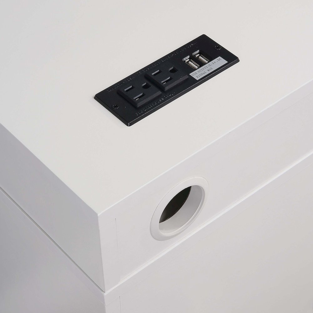 Ravel 47"W Desk with Storage in White Finish KD, RV9848-WH