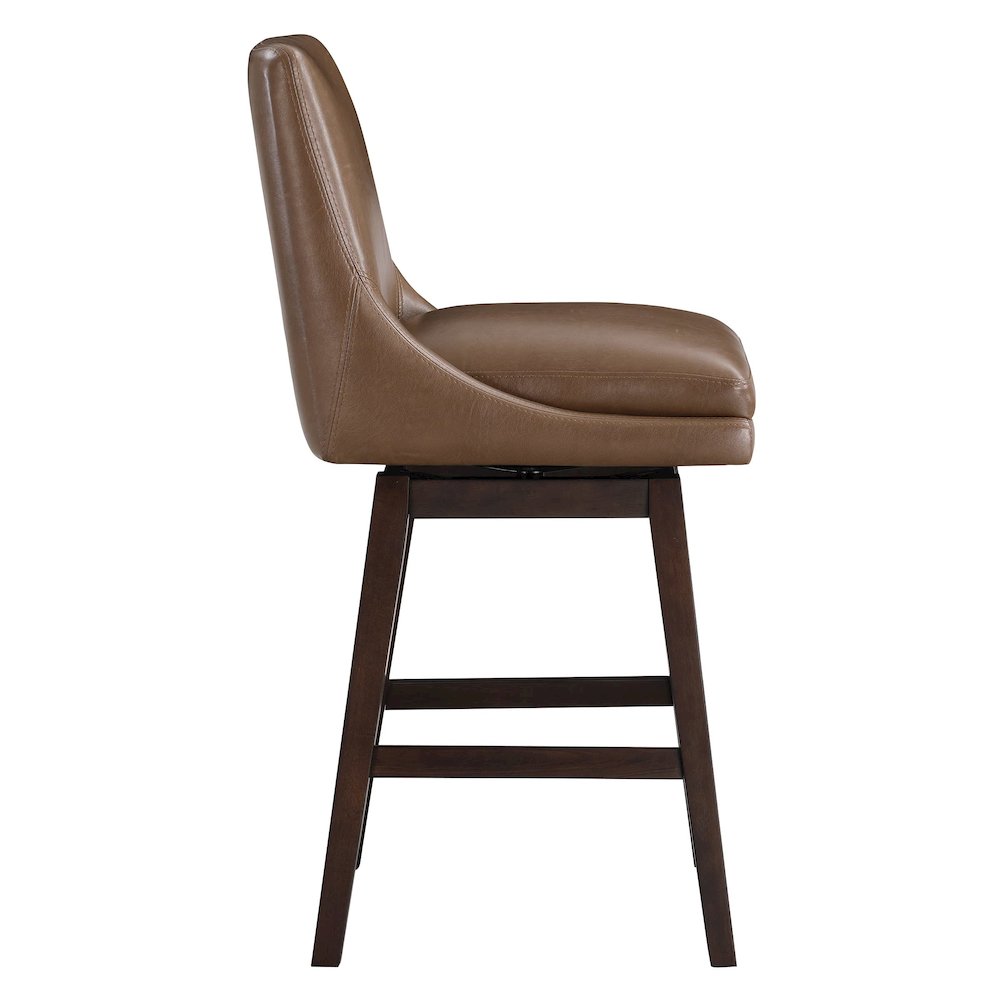 Allingham 26" Swivel Counter Stool with Dark Walnut Legs in Molasses Faux Leather
