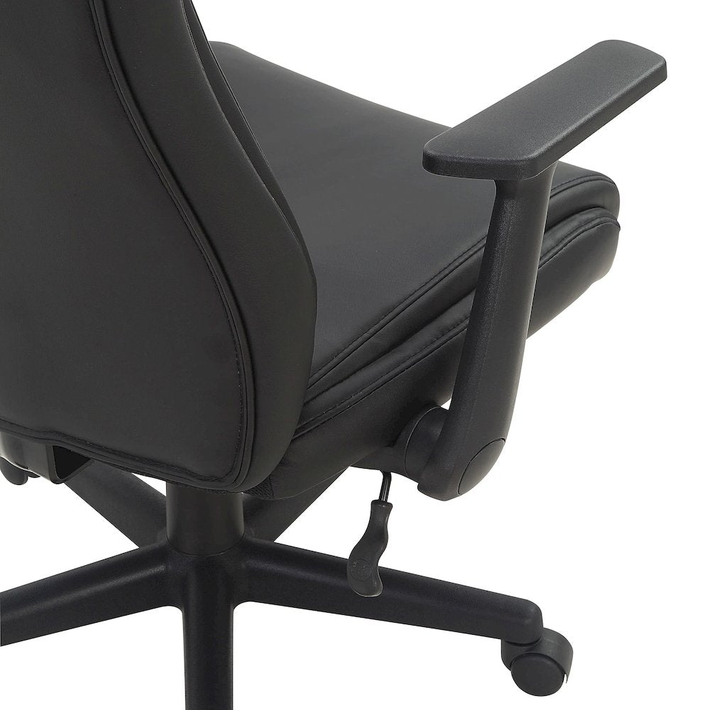 Mid-Back Managers Chair with Flip Up Arms in Black Faux Leather