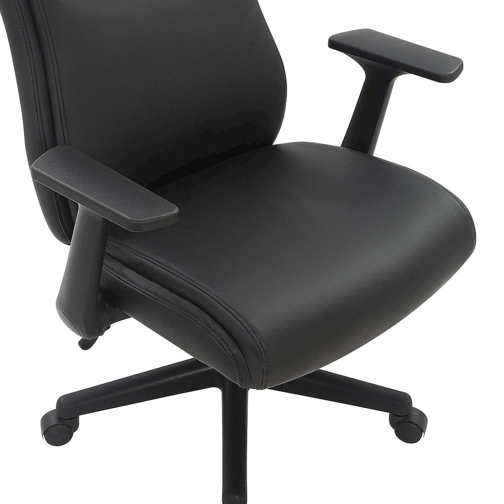 Mid-Back Managers Chair with Flip Up Arms in Black Faux Leather