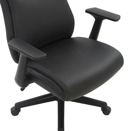 Mid-Back Managers Chair with Flip Up Arms in Black Faux Leather