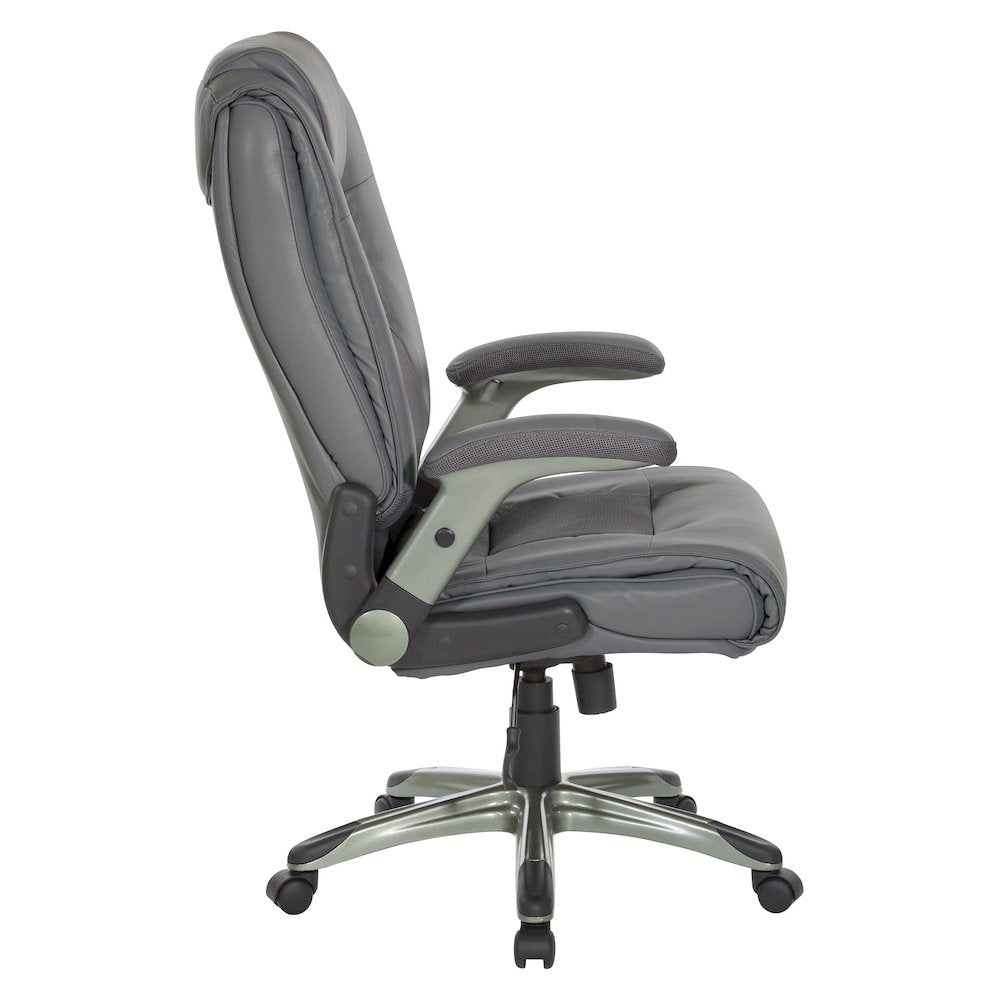 Exec Bonded Lthr Office Chair, Charcoal Grey / Titanium