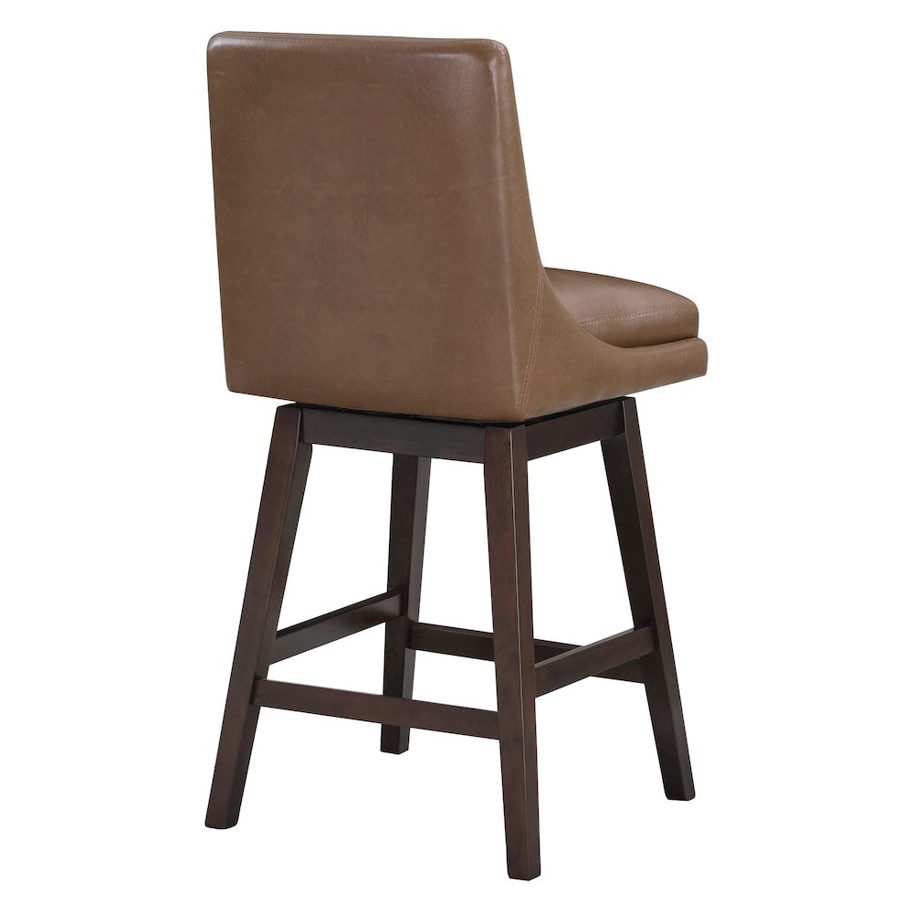 Allingham 26" Swivel Counter Stool with Dark Walnut Legs in Molasses Faux Leather