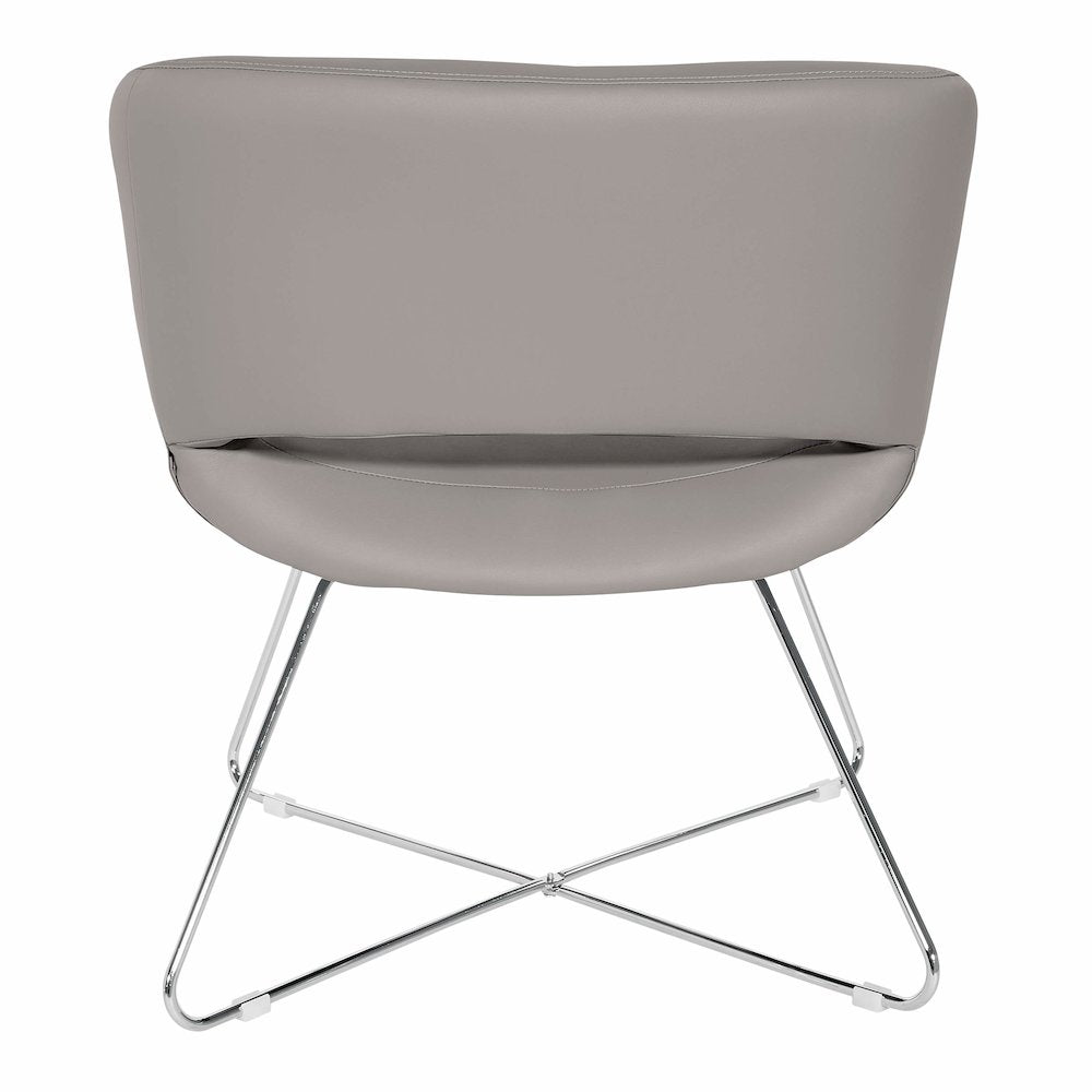 Lounge Chair in Grey Faux Leather with Chrome Base, LRL-R103