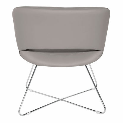 Lounge Chair in Grey Faux Leather with Chrome Base, LRL-R103