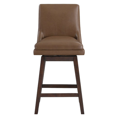 Allingham 26" Swivel Counter Stool with Dark Walnut Legs in Molasses Faux Leather