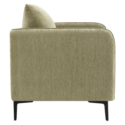 Newhaven Accent Chair in Sea Green Fabric with Black Metal Legs