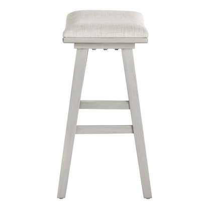 Coley 24" Saddle Stool 2-Pack With Linen Fabric Seat And White Wash Frame