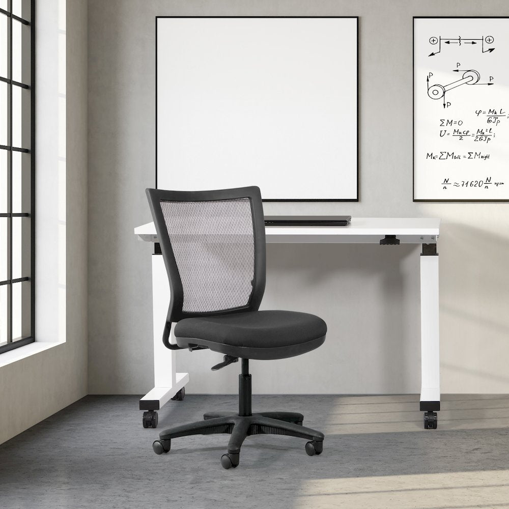 Worksmart Height Adjustable Armless Task Chair with Breathable Mesh Back
