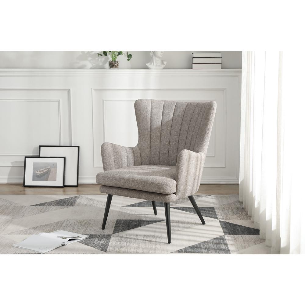 Jenson Accent Chair with Cappuccino Fabric and Grey Legs, JEN-914