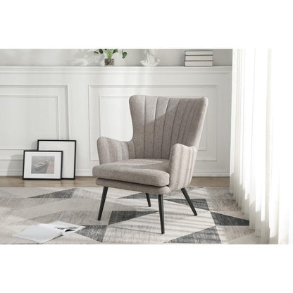 Jenson Accent Chair with Cappuccino Fabric and Grey Legs, JEN-914