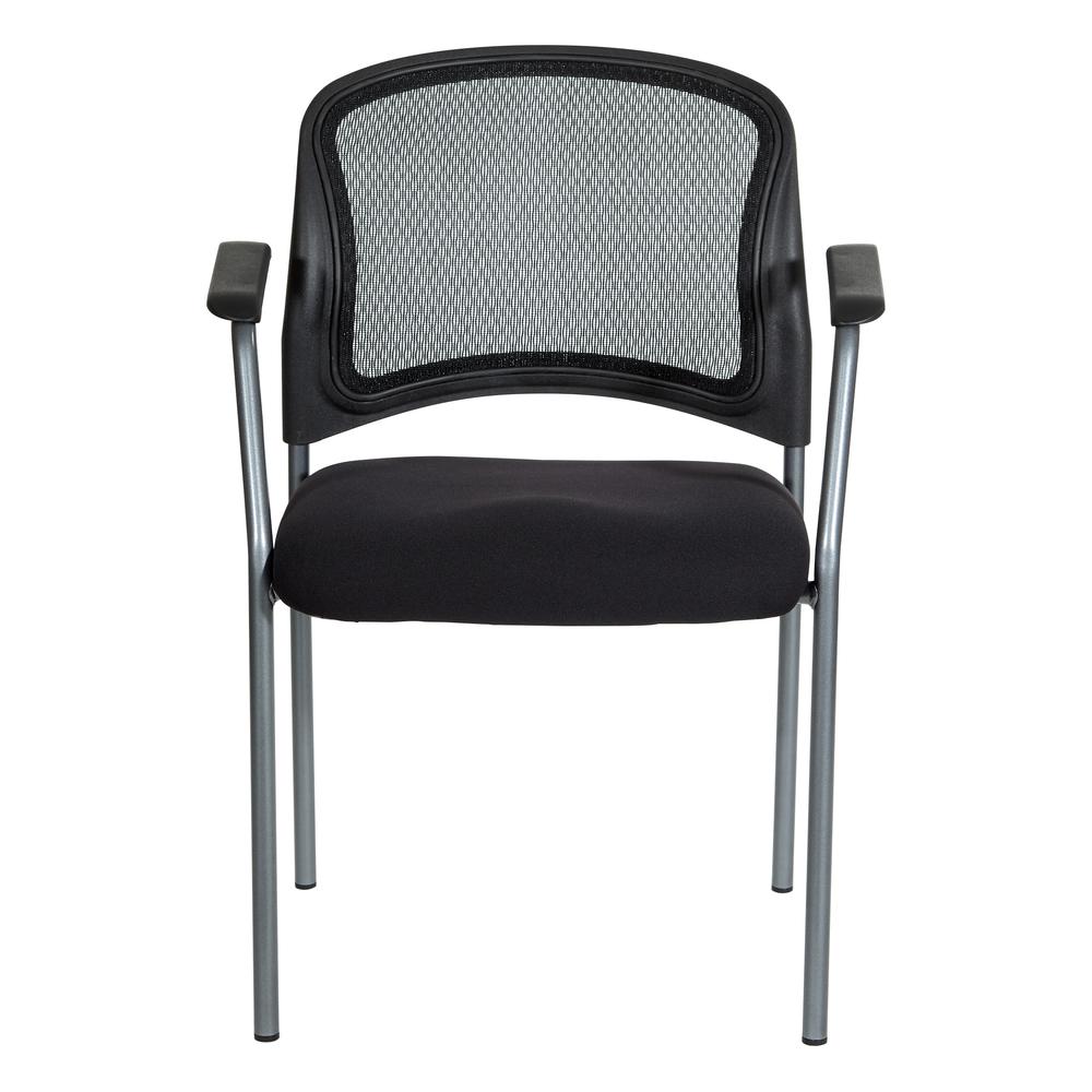 ProGrid Mesh Back with Padded Fabric Seat Visitor's Chair with Arms and Titanium Finish Frame, 86710R-30