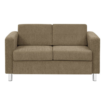 Pacific Loveseat in Taupe Fabric with Chrome Legs