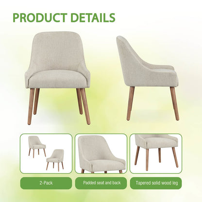 Kaylen Dining Chair 2-Pack in Linen Fabric with Medium Oak Legs