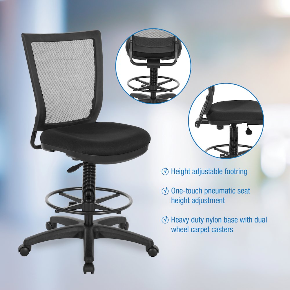 Soft PU Padded Back Frame with Breathable ProGrid Mesh Back Drafting Chair