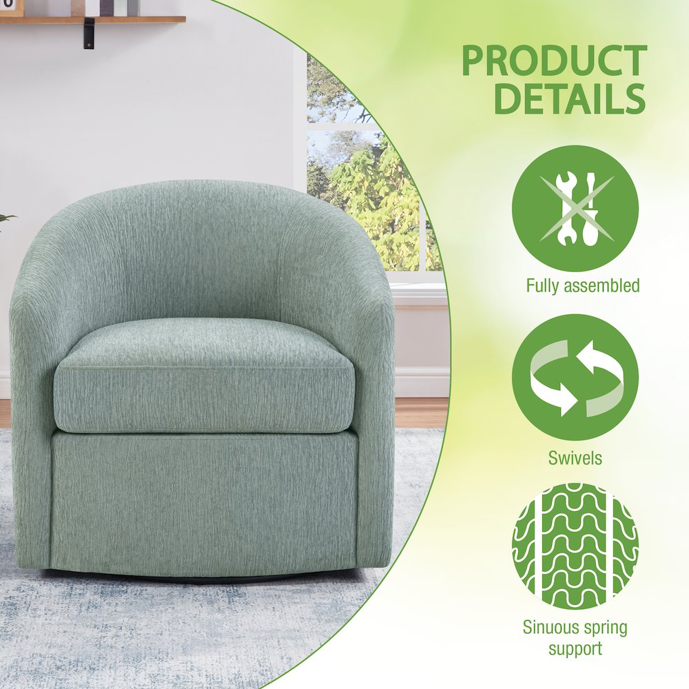 Bella Swivel Chair in Mist Fabric