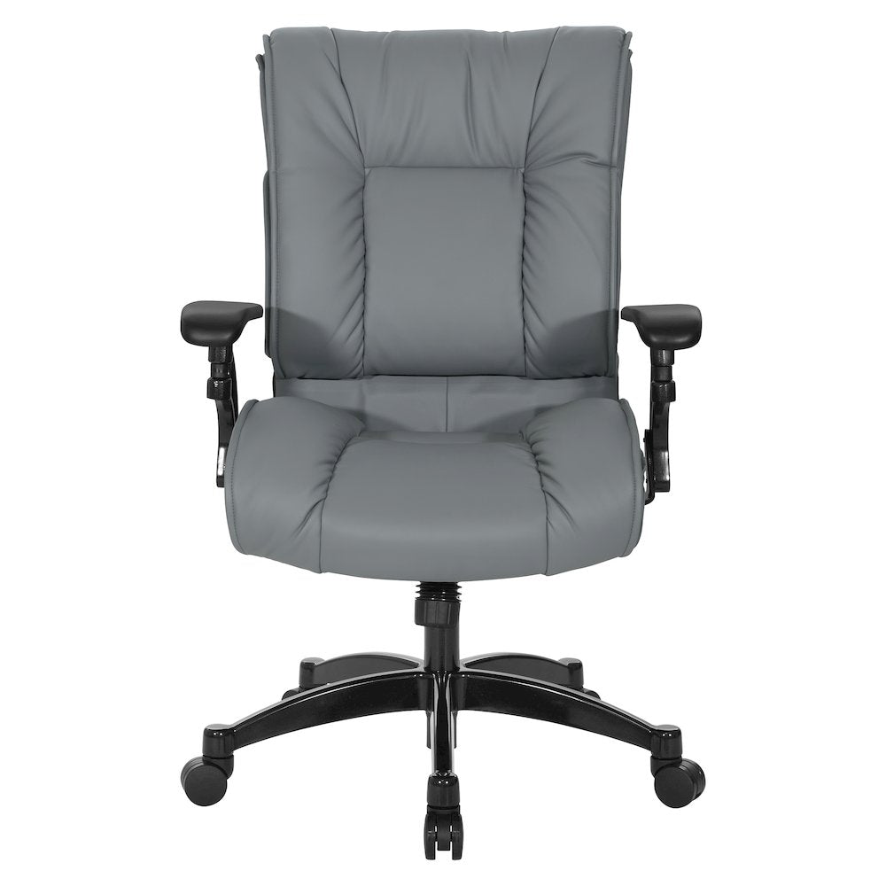 Charcoal Grey Leather Conference Chair with Cantilever Arms, Steel Base