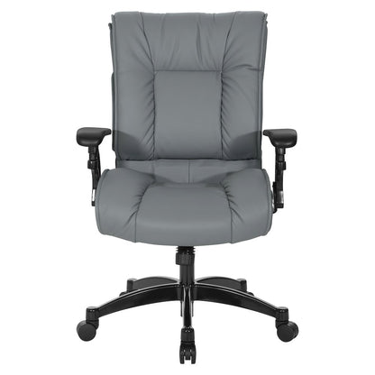 Charcoal Grey Leather Conference Chair with Cantilever Arms, Steel Base