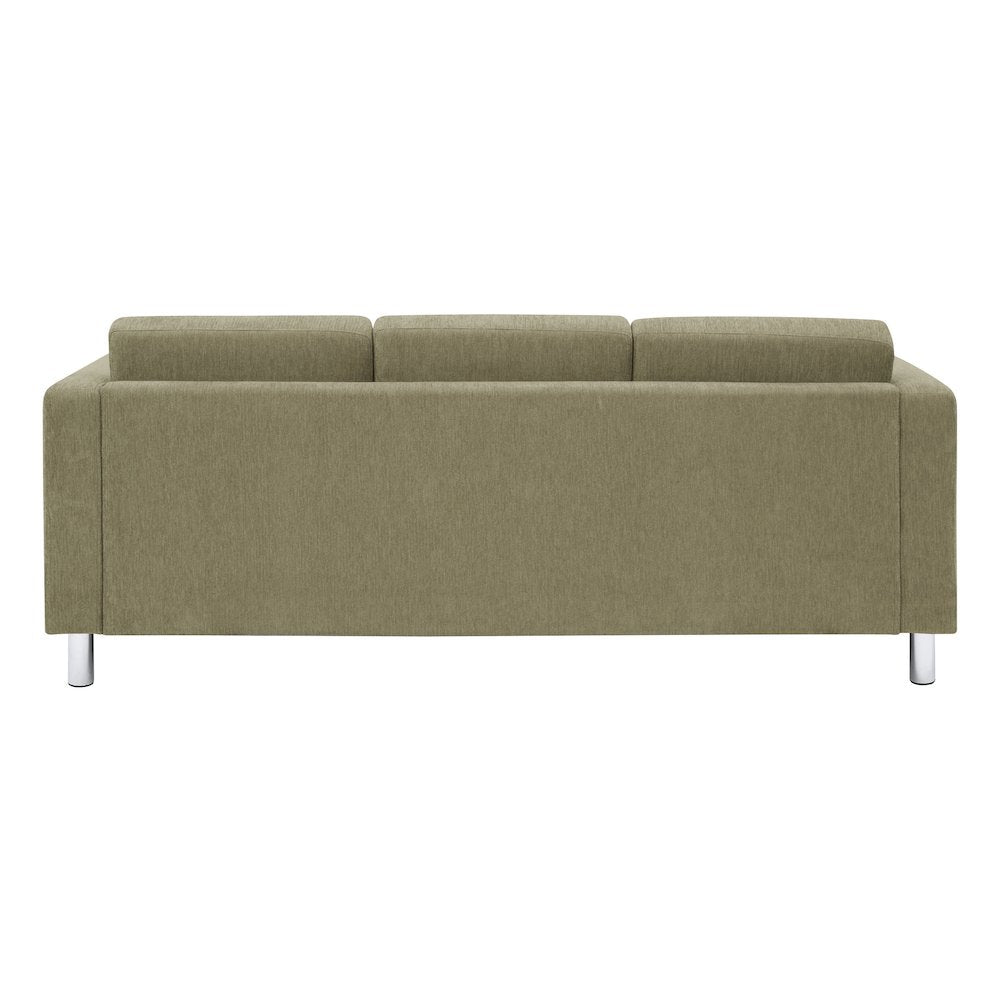 Pacific Sofa in Sea Green Fabric with Chrome Legs
