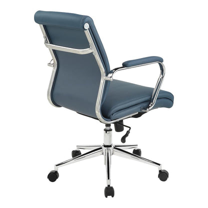Mid Back Manager's Chair with Dillon Blue Antimicrobial Fabric and Chrome Base