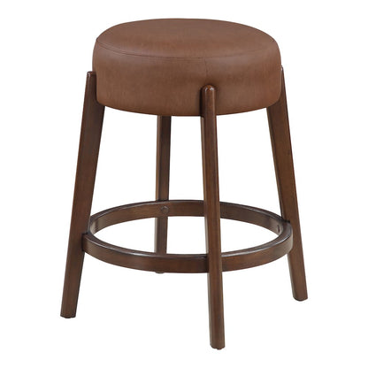 Wesley 26" Counter Stool in Saddle Brown Faux Leather