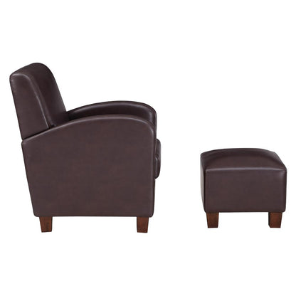 Aiden Chair & Ottoman Cocoa Faux Leather with Medium Espresso Legs, ADN-PD24