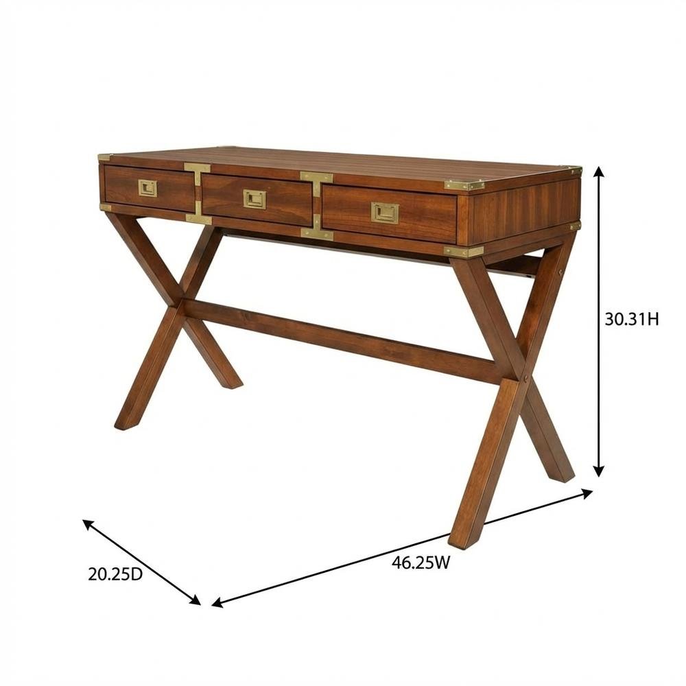 Wooden Office Desk With Power Outlets In Toasted Wheat Finish