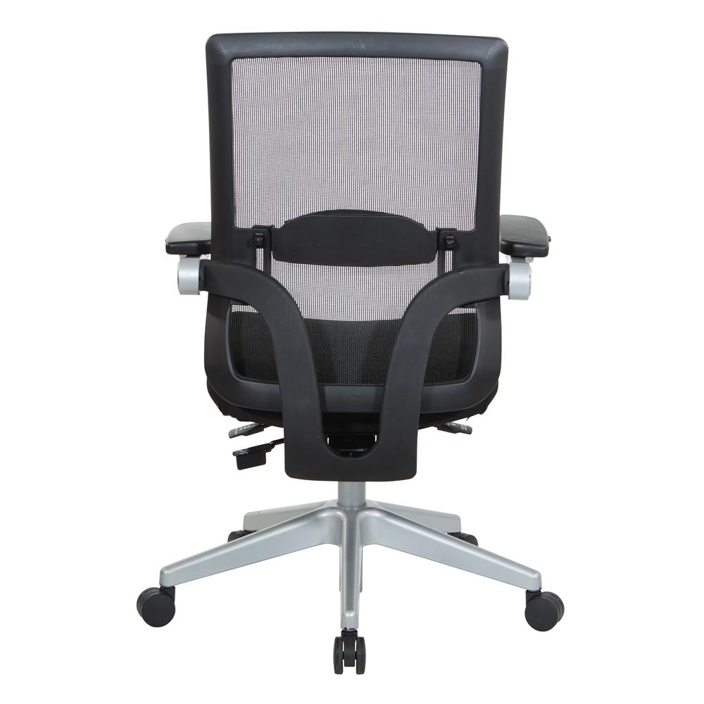 Manager's Chair with Breathable Mesh Back and Black Fabric Seat with a Silver Base. , 867-B36N64R