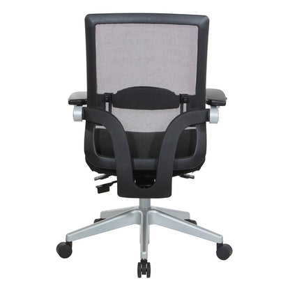 Manager's Chair with Breathable Mesh Back and Black Fabric Seat with a Silver Base. , 867-B36N64R