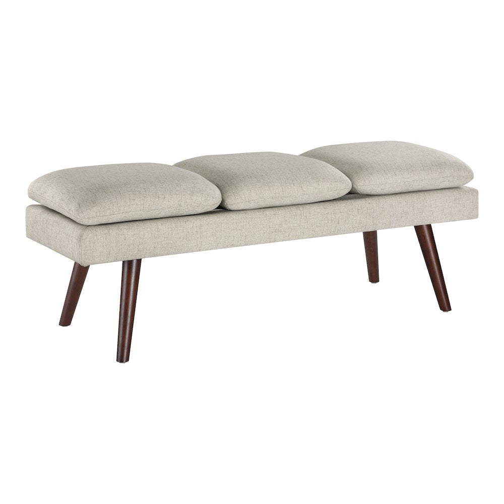 Amanda 54" Mid-Century Bench in Linen Fabric