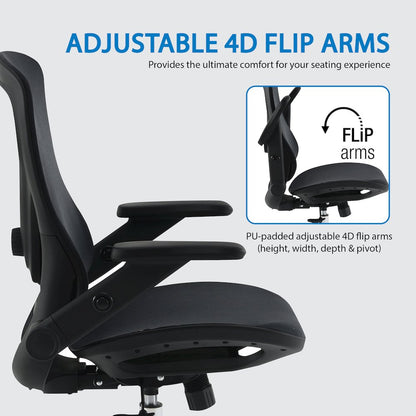 Black Matrix Seat and Back Manager’s Chair, PU-Padded Adjustable 4D Flip Arms