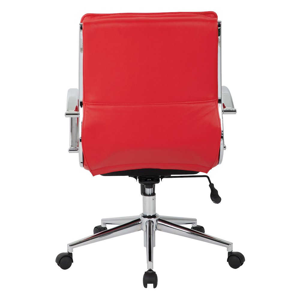 Mid-Back Manager’s Faux Leather Chair with Chrome Base, Removable Arm Sleeves.