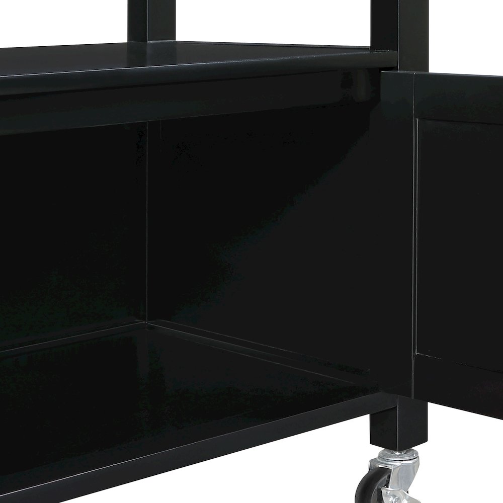 Fairfax Kitchen Cart with Granite Top and Black Base