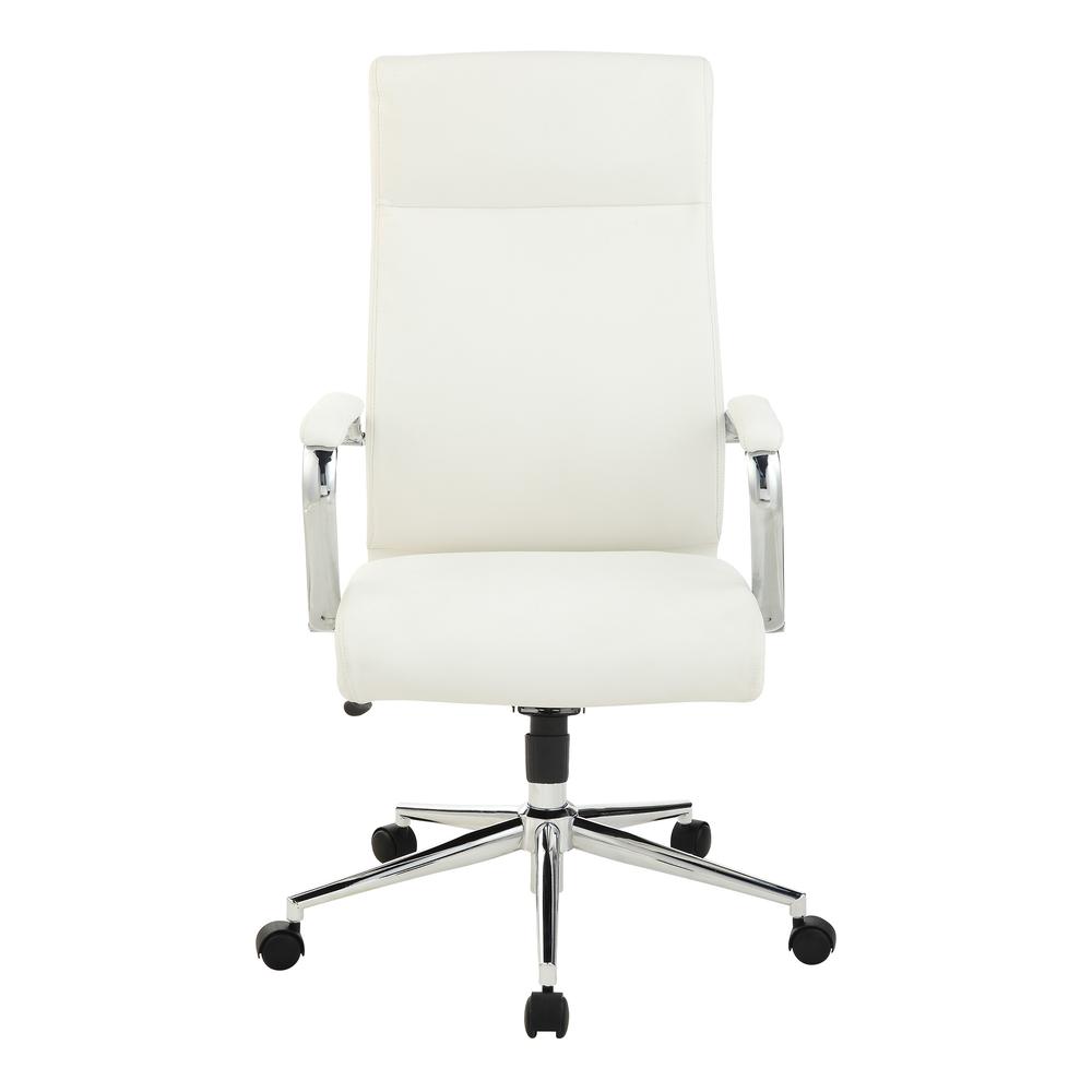 High Back Manager's Chair with Dillon Snow Antimicrobial Fabric and Chrome Base