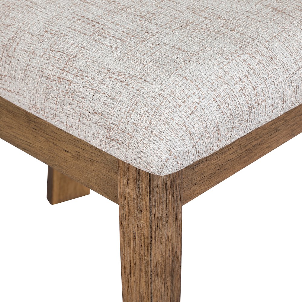 Hanson Dining Chair with Linen Fabric and Medium Oak Wood, 2-Pack