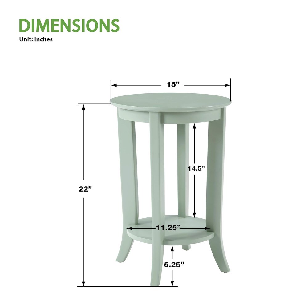 Golden Side Table in Sage Green Wood Finish