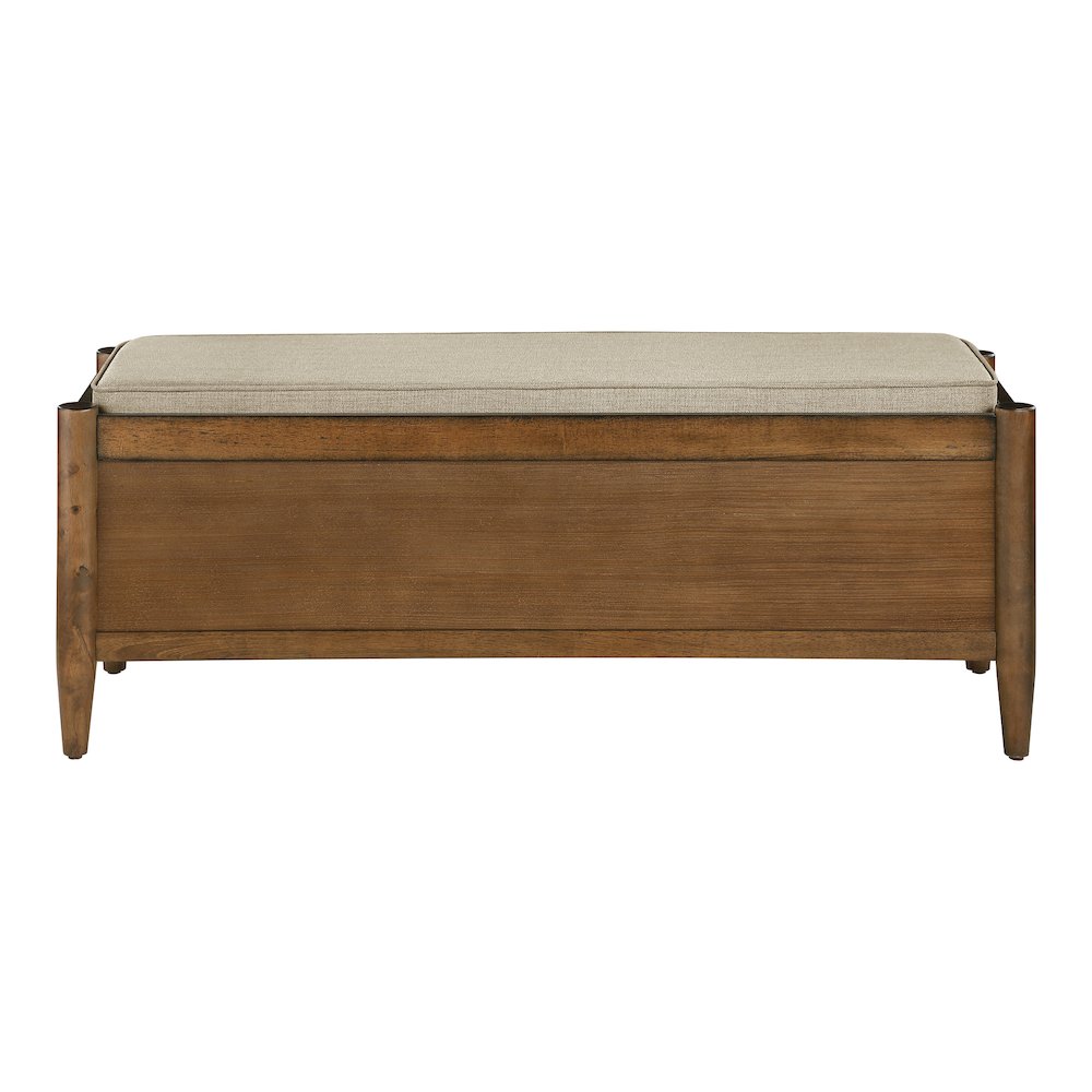 Marilyn Storage Bench with Walnut Wood finished and Brown Fabric Padded seat