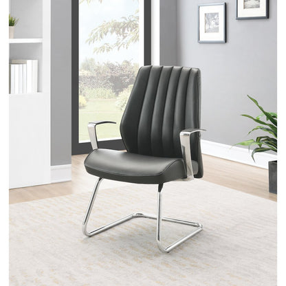 Visitor’s Chair with Fixed Padded Aluminum Arms and Chrome Sled Base