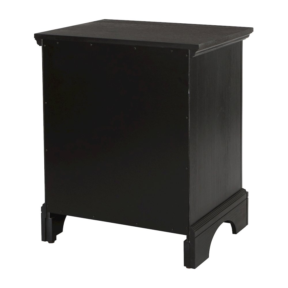 Farmhouse Basics 2 Drawer Nightstand with Tray in Rustic Black Finish, BP-4200-11B