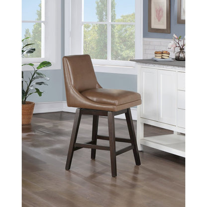 Allingham 26" Swivel Counter Stool with Dark Walnut Legs in Molasses Faux Leather