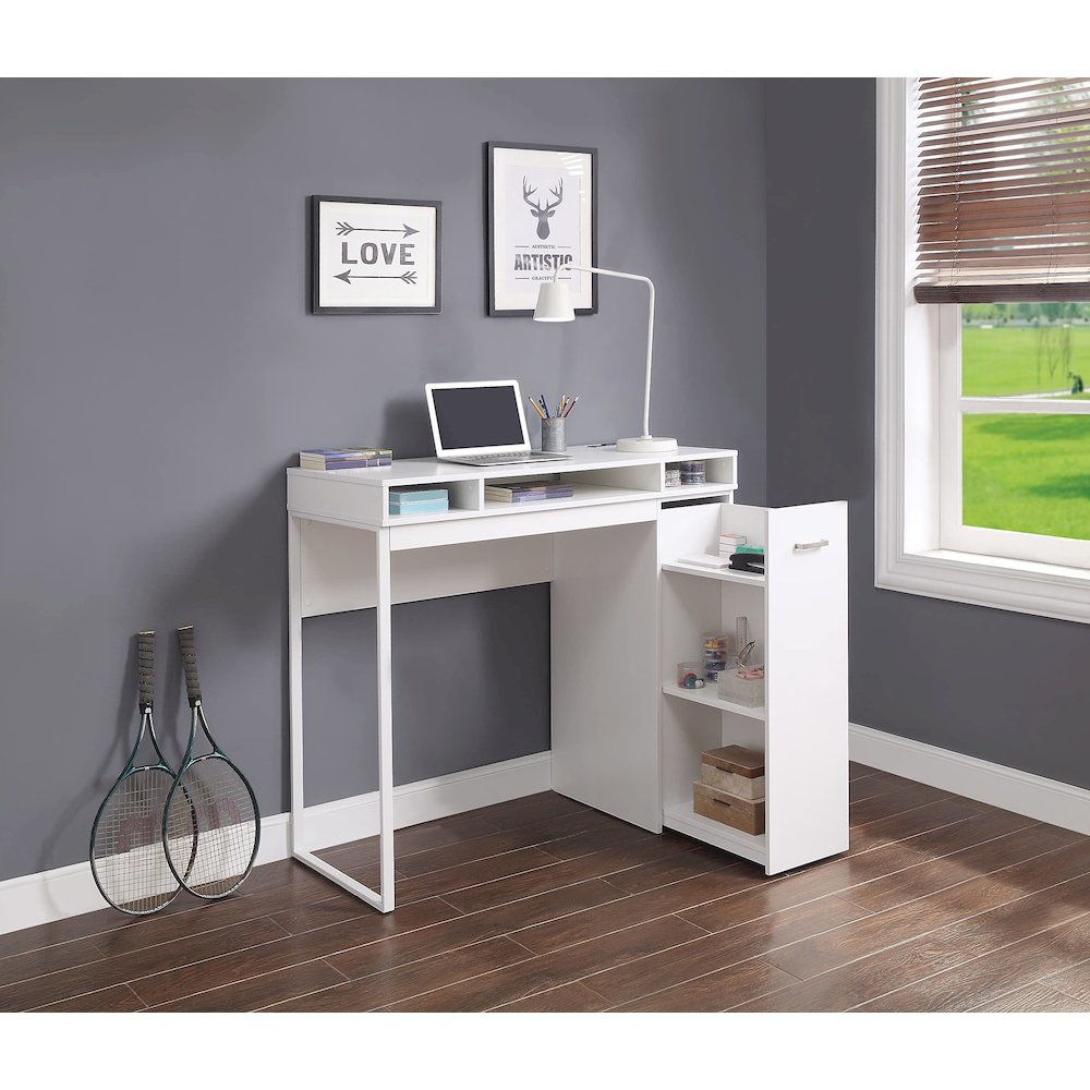 Ravel 47"W Desk with Storage in White Finish KD, RV9848-WH