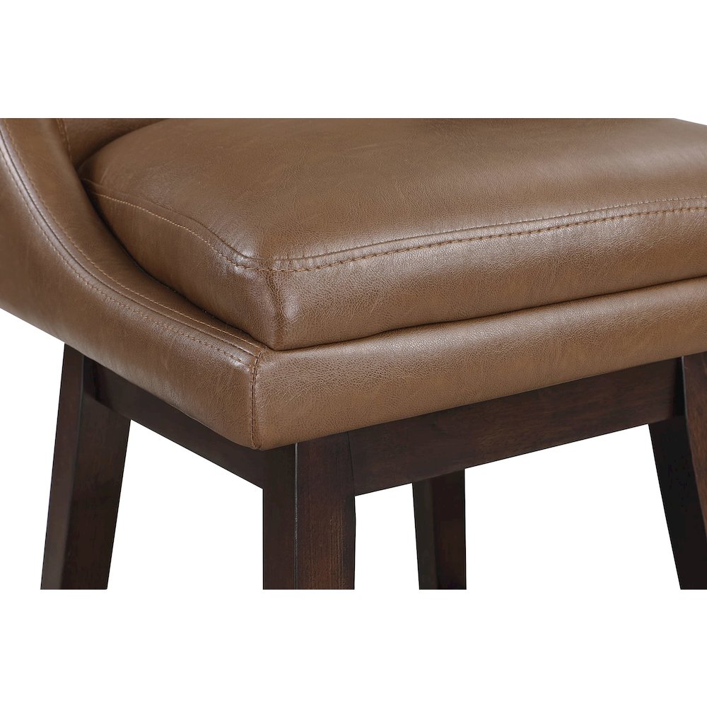 Allingham 26" Swivel Counter Stool with Dark Walnut Legs in Molasses Faux Leather