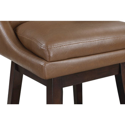 Allingham 26" Swivel Counter Stool with Dark Walnut Legs in Molasses Faux Leather