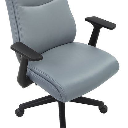 Mid-Back Managers Chair with Flip Up Arms in Charcoal Grey Faux Leather