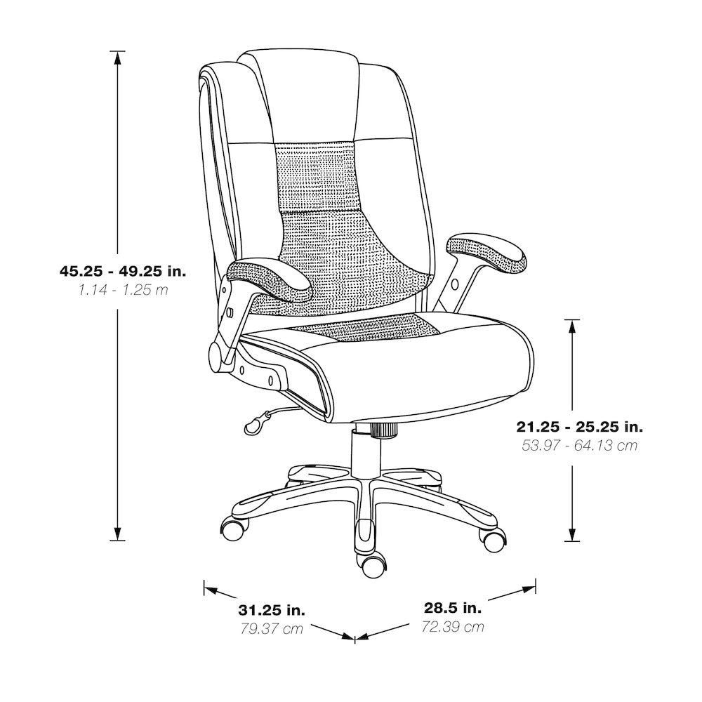 Exec Bonded Lthr Office Chair, Charcoal Grey / Titanium